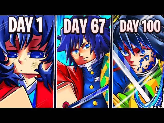 Spending 100 Days As GIYUU Tomioka In Project Slayers..