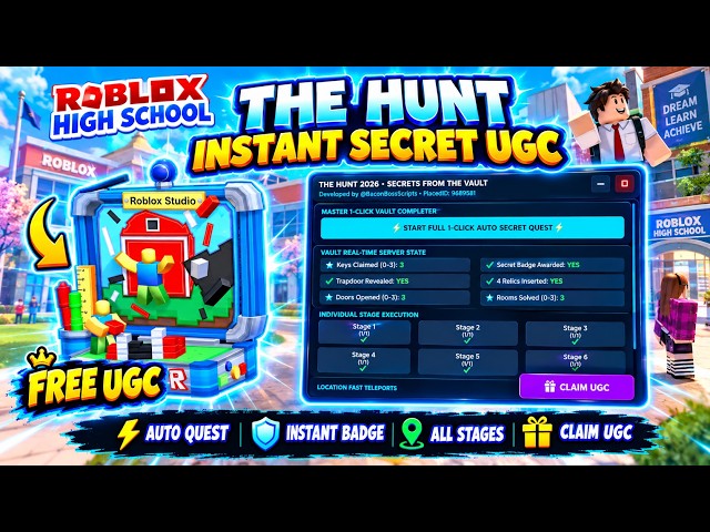 [THE HUNT] Roblox High School OP SCRIPT (INSTANT SECRET BADGE) | *PASTEBIN*