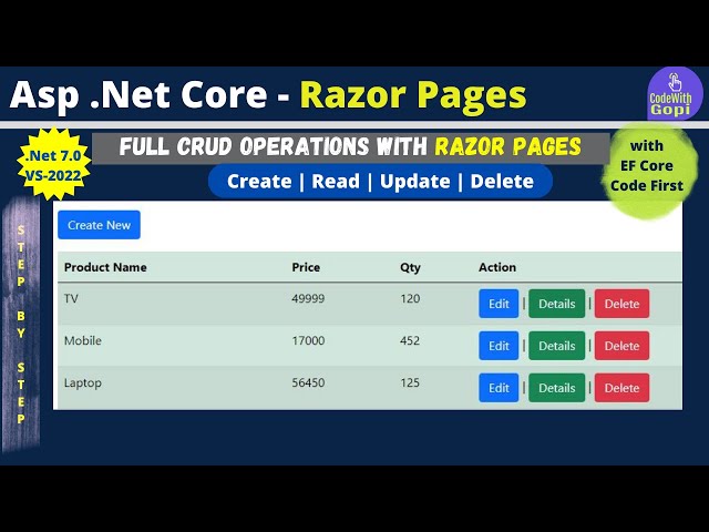 🛠️ ASP.NET Core Razor Pages Full CRUD | .NET 7.0 Razor Pages with Entity Framework Core & SQL Server