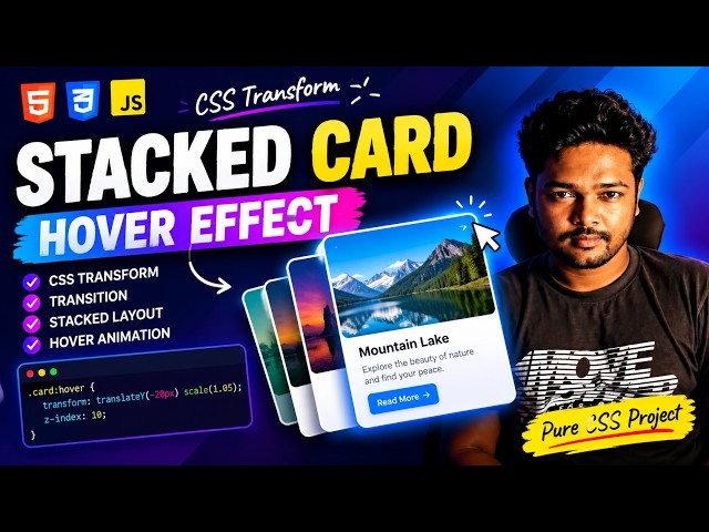 🔥 CSS Stacked Card Hover Effect | Amazing 3D Hover Animation with CSS
