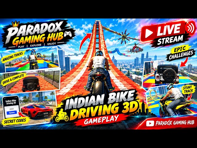 🔴 Play Indian bike driving 3D game try new new cheat codes and complete deficult challenges☺️ live 🔴