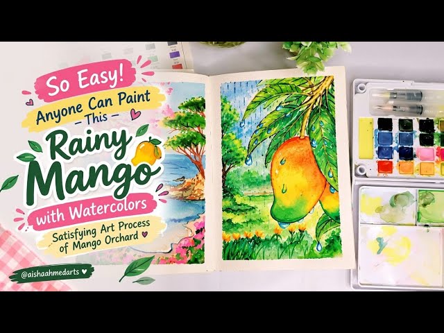 So Easy! Anyone Can Paint This Rainy Mango with Watercolors-Satisfying Art Process of Mango Orchard