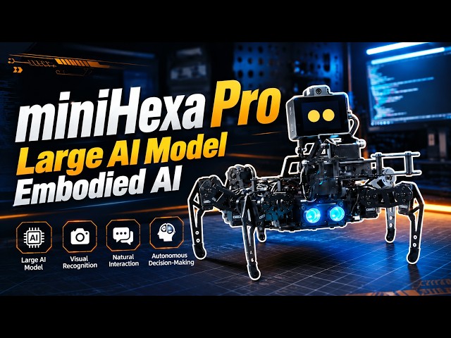 Hiwonder miniHexa Pro — ESP32 hexapod with AI vision, LLM and a 2DOF arm.