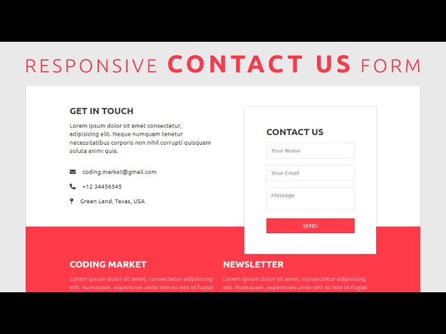How to create the Responsive Contact US Form Using HTML and CSS || #contactus #contactusform
