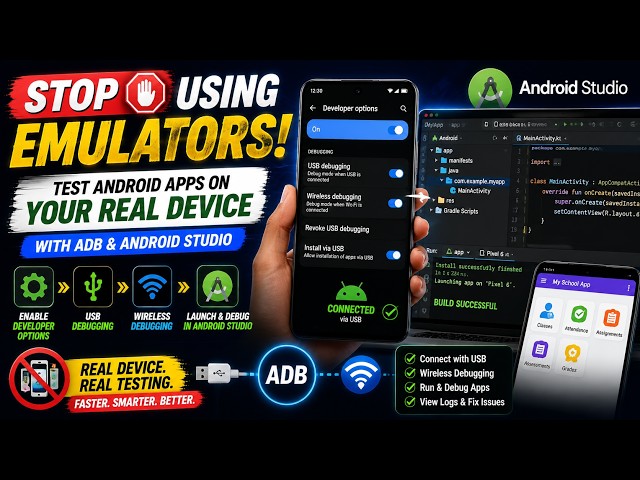 Stop Using Emulators! Test Android Apps on Your Real Device with ADB & Android Studio