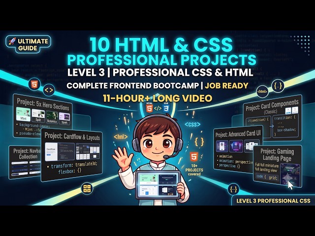 11+ Hours HTML & CSS Projects | 10 Real-World Projects | Front-End Bootcamp