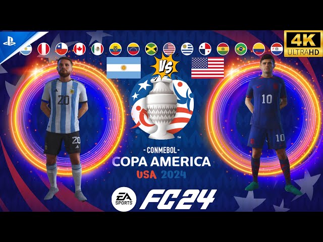 EA SPORTS FC 24 - | Argentina Vs USA - Copa America 2024 | Ft. Messi | PS5™ [4K60]