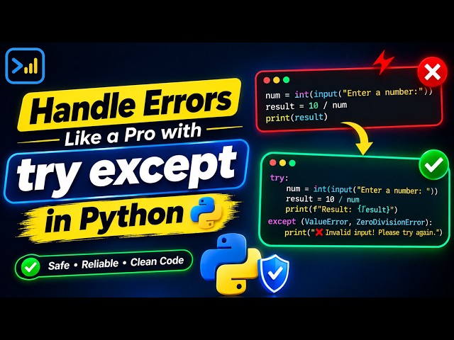 Stop Python Errors Before They Crash Your Code | try & except Explained