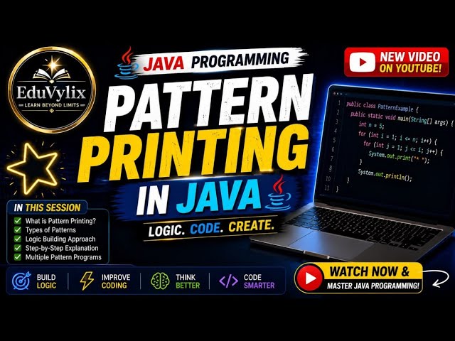 Pattern Printing in Java  part-1 | Easy Java Programs for Beginners