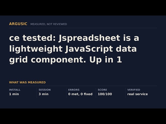 ce tested: Jspreadsheet is a lightweight JavaScript data grid component. Up in 1 minute.