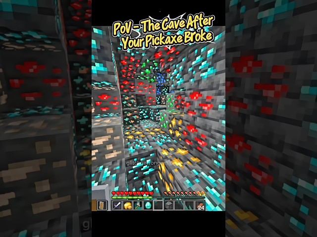 PoV - The Cave After Your Pickaxe Broke🫠 #minecraft #minecraftshorts