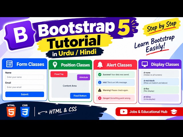 full course of Bootstrap  in Urdu/Hindi | Form, Position, Alert & Display Classes | Bootstrap