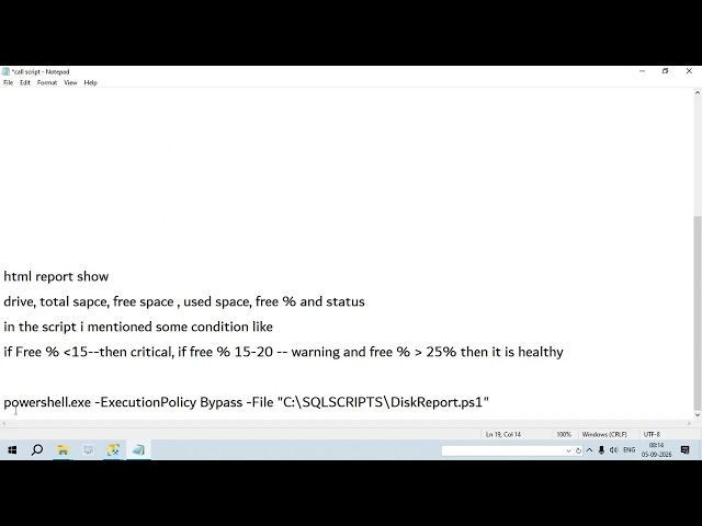 How to Automate Server Disk Space Report Using PowerShell in SQL SERVER | SQL DBA Tip