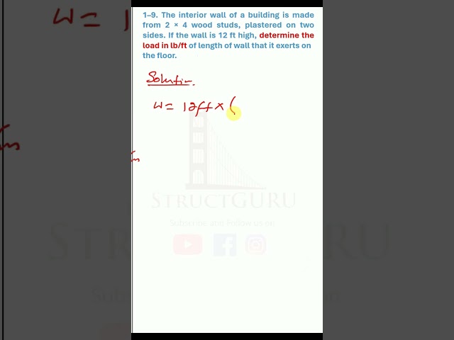 Problem 1-9: Determine the Interior Wall Load on the Floor | Structural Analysis