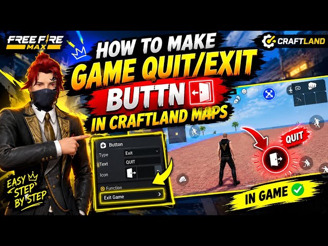  How To Make Game Quit/Exit Button In Free Fire Craftland Map 🔥 | Craftland Tutorial