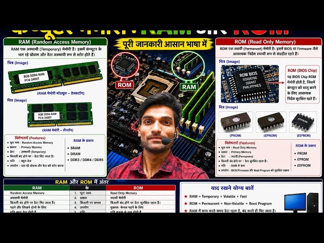 RAM और ROM क्या है? | RAM vs ROM में अंतर | Computer Basics in Hindi