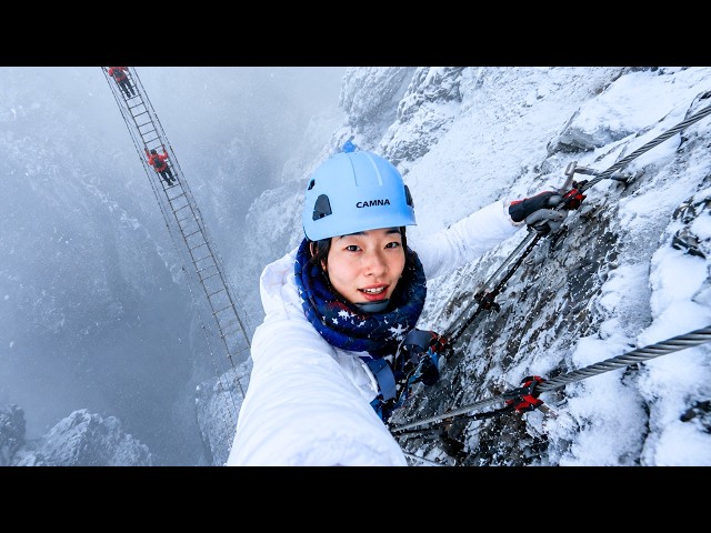I Climbed China's Most Dangerous Sky Ladder IN THE SNOW