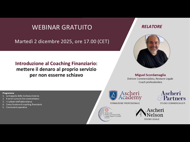 Introduzione al Coaching Finanziario:mettere il denaro al proprio servizio per non esserne schiavo