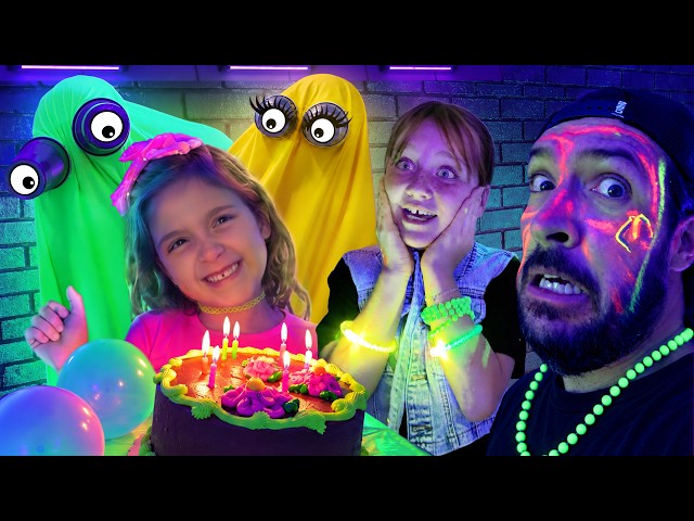 RAiNBOW GHOSTS - GLOW PARTY!!  Navey's Birthday Surprise from Detective Adley at the Portal House!