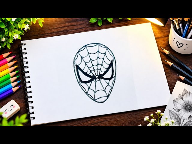 Easy Spider-Man Face Drawing | Simple Pencil Drawing Tutorial for Beginners.