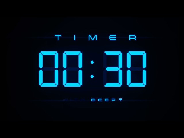 30 Seconds Countdown Timer ⏱ Digital Blue Clock with Beeps 💙