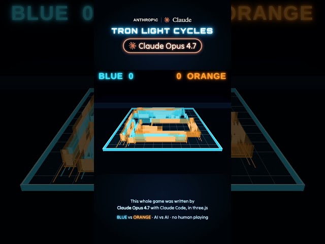 Claude Code with Opus 4.7 wrote this Tron game from scratch #ai #retrogaming