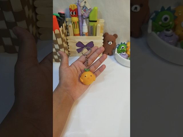 Cute Clay Fruit Keychain Making! 🍊✨ | Handmade Miniature Craft #trending #shorts