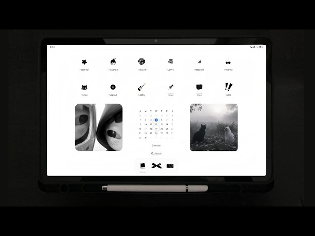 black & white aesthetic customization with Honor Pad x9!