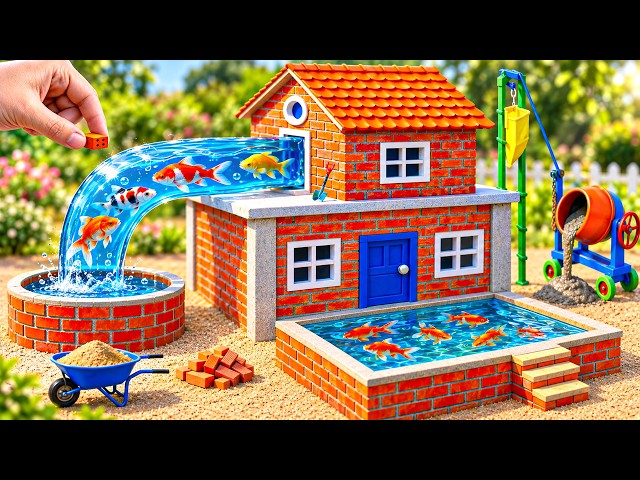 DIY Construction Science Project - Building a House Aquarium with Transparent Water Pipe Using Brick