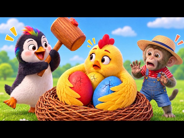 Old MacDonald 🐔Mother Hen Crying! Thief Stole the Eggs 🐣🔨 | RooRoo Monkey  Kids Songs