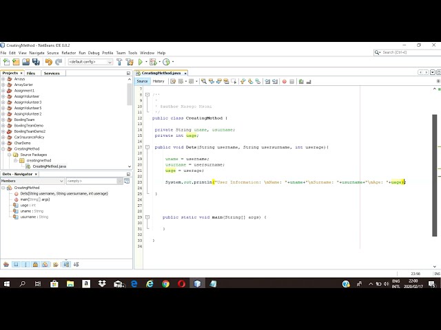 How to create and call a method in Java - NetBeans
