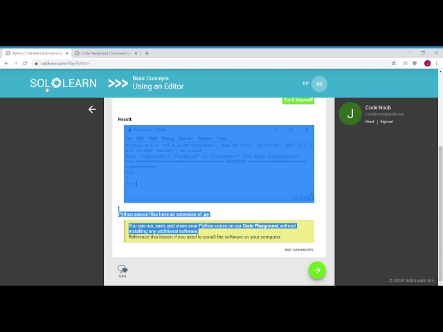 Using an editor in Python | Solo Learn Module 1 Quiz | Coding for Beginners | Day 4 Part 2