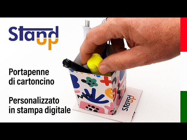 Stand-Up Portapenne gadget personalizzato con immagine aziendale, produzione Proramillenote