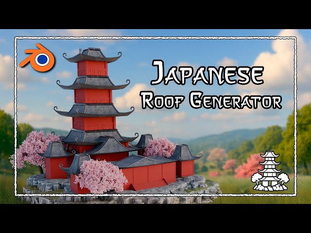 Design Japanese Roofs in Seconds — 3DT Blender Geometry Node Generator