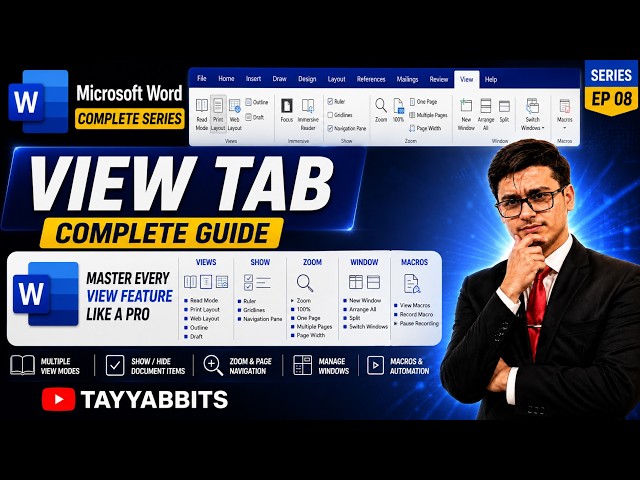 Microsoft Word View Tab Explained 🔥 Zoom, Navigation Pane, Windows & Macros | EP 08