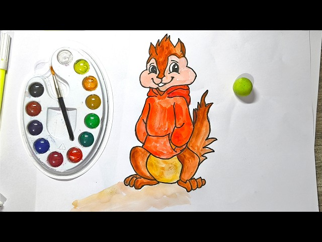 How to Draw A Easy Squirrel | Coloring and Painting for Kids and Toddlers | COLOR CAFE KIDS