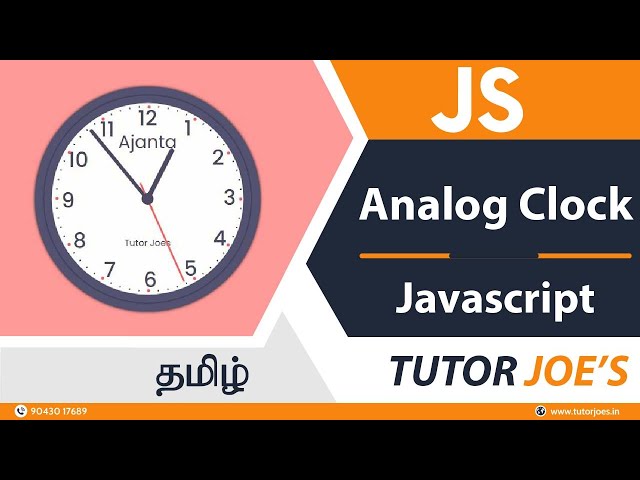 Analog Clock in Pure HTML CSS and JavaScript in Tamil | Tutor Joes