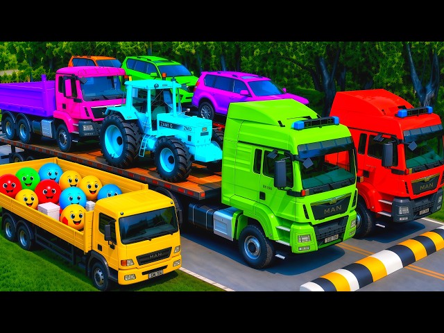 Flatbed Truck McQueen Transportation with Truck Pothole vs Car #53   BeamNG Drive