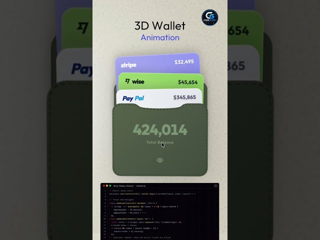 3D Wallet Animation Using HTML & CSS 🔥 | CSS Card Animation #shorts