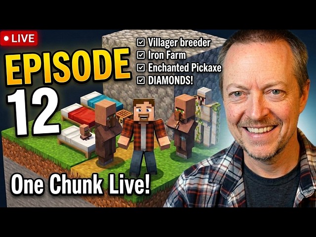 Surviving One Chunk Minecraft 12: Villager Breeder & Iron Farm!