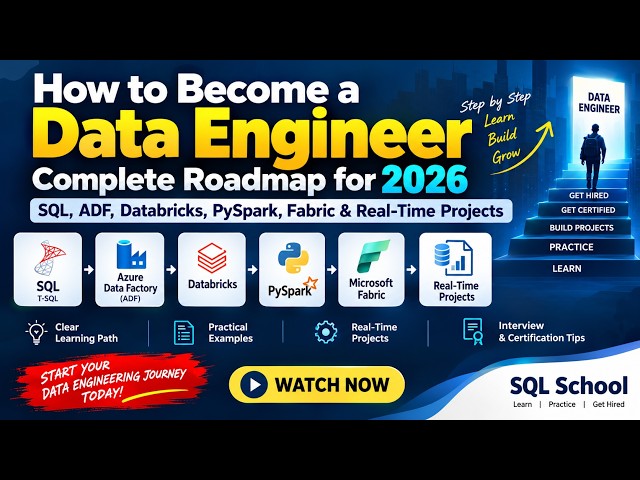 How to Become a Data Engineer in 2026 | SQL, ADF, Databricks, PySpark, Microsoft Fabric & Projects