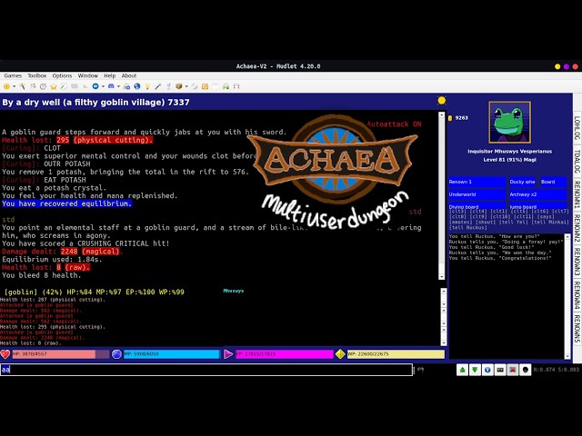Mudlet scripts, fishing, memories, bazaar, spire of ages - Achaea MUD 07