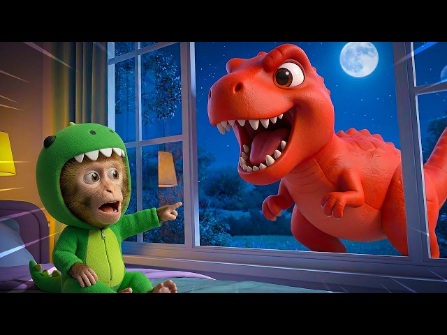 Dinosaur at the Window | Fun Dinosaur Song for Kids | RooRoo Monkey Kids Songs