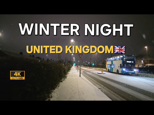 Heavy Snow Night Walk to Cheshire Oaks 🇬🇧❄️ Christmas Lights | 4K 60fps | No Talking