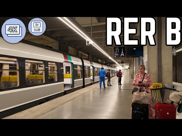 【4K】France Train Journey 🇫🇷 Aéroport de Paris-Charles de Gaulle to Gare du Nord on RER B (Subtitles)
