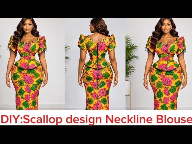 How to Draft & Cut an Asymmetric Scallop Neckline Bustier Blouse | Step-by-Step Pattern Cutting