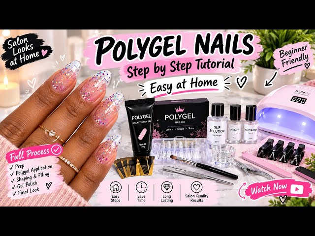 Polygel Nails Tutorial 💅 | Easy Step-by-Step for Beginners | At-Home Nail Extensions