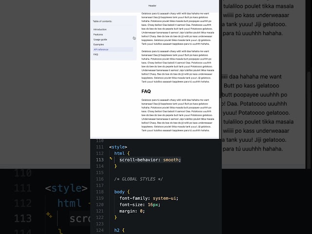 Smooth Scroll Table of Contents #css #coding #frontend #frontenddevelopment #animation