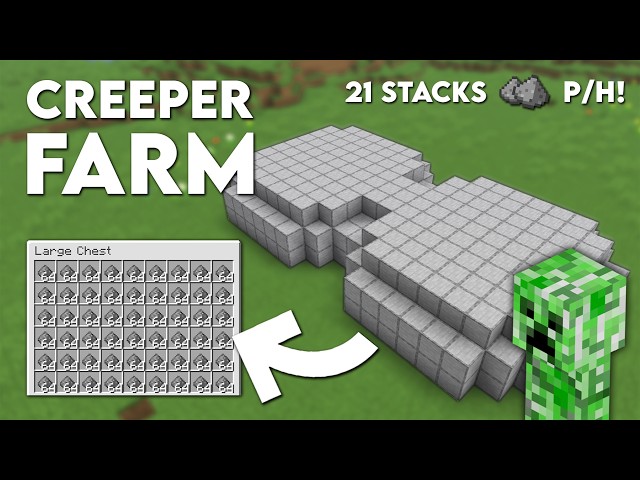 Minecraft Easy CREEPER Farm 26.2 Tutorial - 21 stacks Gunpowder Per Hour