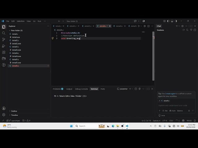 function creation 1 in C programming